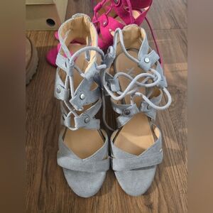 XOXO Light Gray Strappy Sandals